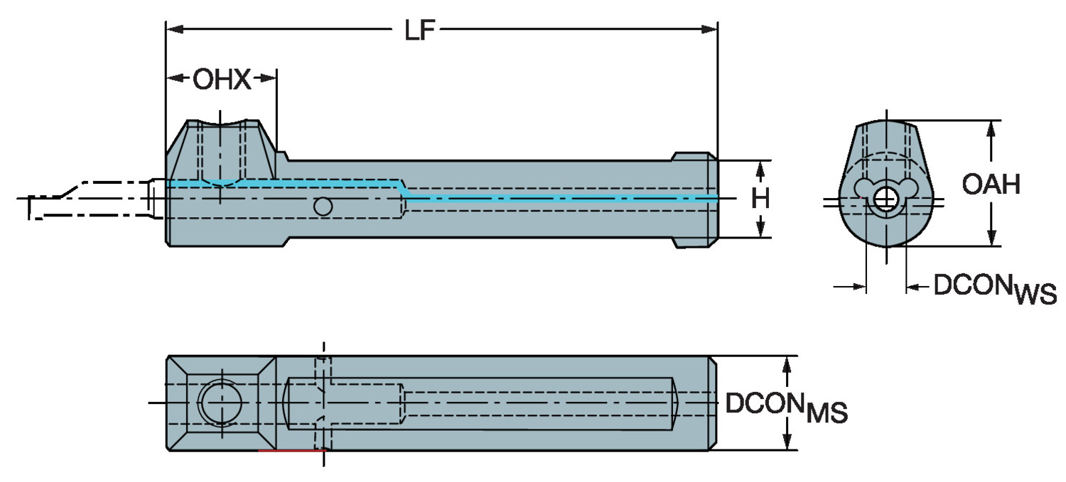 Adapter z chwytu cylindrycznego ze spłaszczeniem na złącze CoroTurn® XS CXS-A0750-10