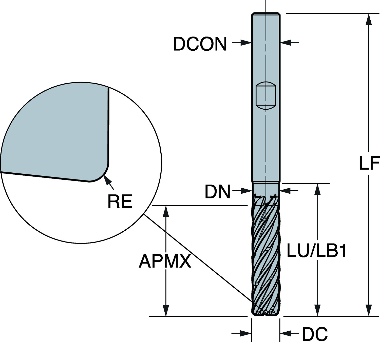 CoroMill® Dura, monolityczny węglikowy frez trzpieniowy do obróbki ogólnej 1K377-0800-200-XD   1730
