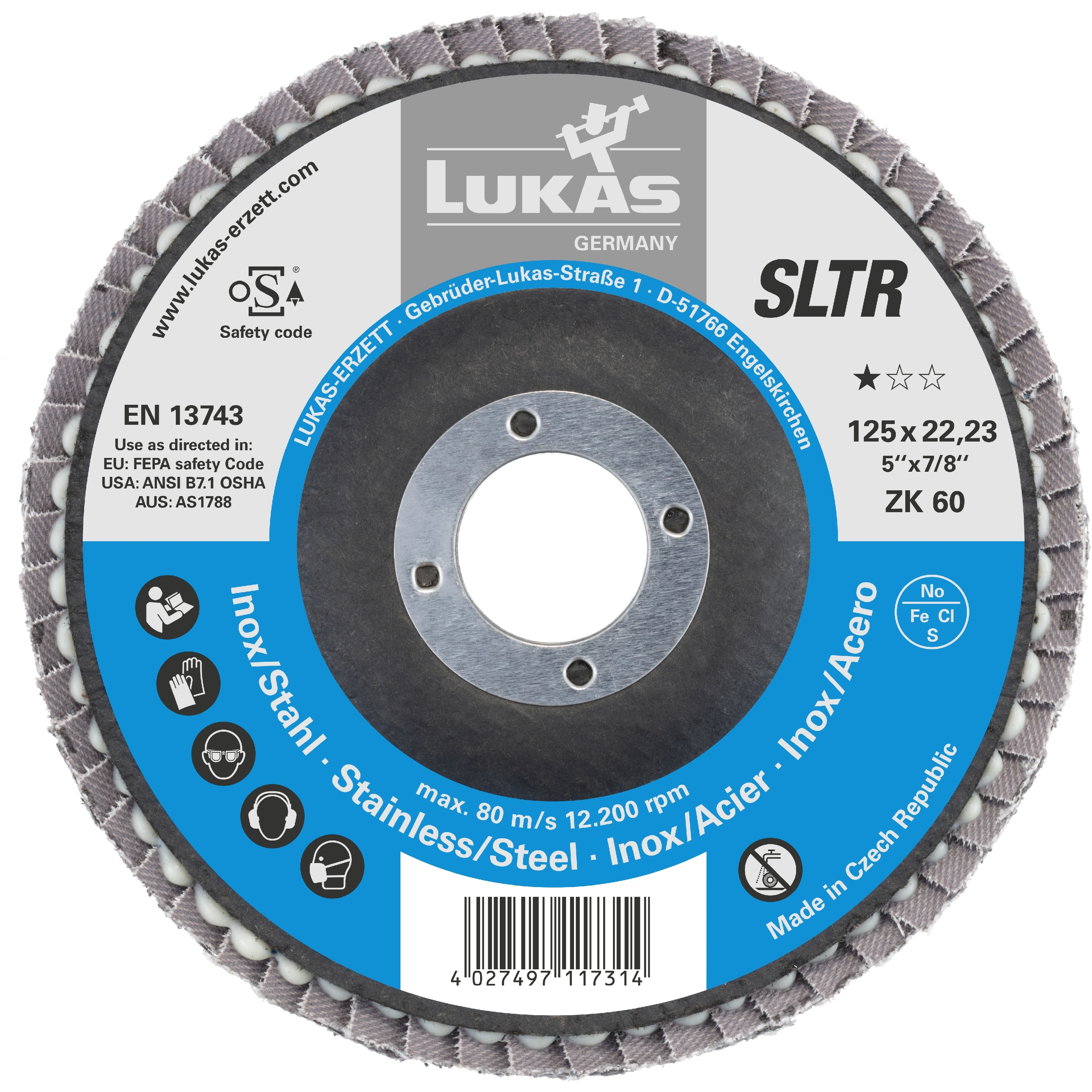 Tarcza listkowa SLTR Uniwersalna Ø125mm Ziarno: 40 ZK Skośna