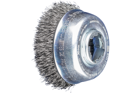 Szczotka garnkowa niepleciona TBU Ø75, otwór 22,2 mm/X-LOCK drut ze stali Ø0,30 mm do szlifierki kątowej