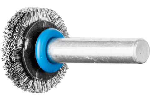 Szczotka tarczowa niepleciona RBU Ø20 × 4 mm trzpień Ø6 mm drut ze stali nierdzewnej Ø0,20