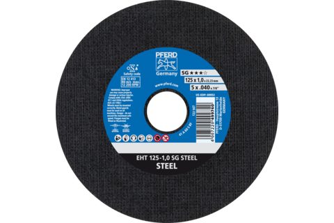 Ściernica tarczowa do cięcia EHT 125 × 1,0 × 22,23 mm prosta linia wydajna SG STEEL do stali