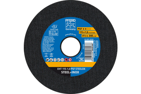 Ściernica tarczowa do cięcia EHT 115 × 1,0 × 22,23 mm prosta linia uniwersalna PSF STEELOX do stali/stali szlachetnej