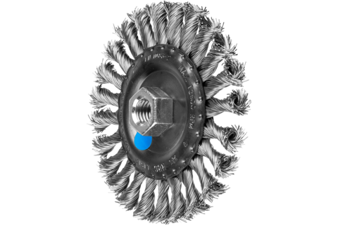 Szczotka tarczowa pleciona RBG Ø115 × 12 mm M14 drut ze stali nierdzewnej Ø0,50 mm do szlifierki kątowej
