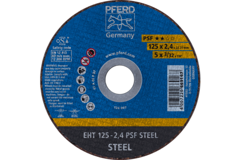 Ściernica tarczowa do cięcia EHT 125 × 2,4 × 22,23 mm prosta linia uniwersalna PSF STEEL do stali