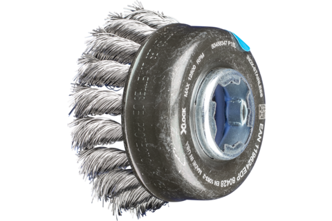 Szczotka garnkowa pleciona TBG Ø65 mm, otwór 22,2 mm/X-LOCK drut ze stali szlachetnej Ø0,35 mm do szlifierki kątowej