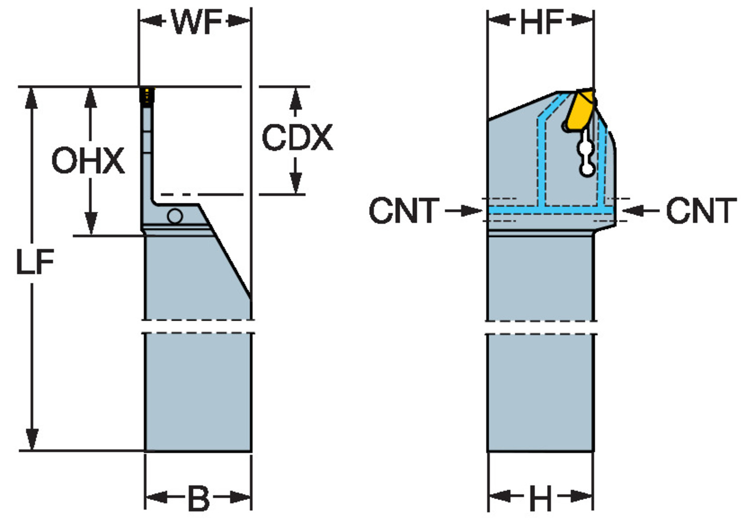 CoroCut® QD, oprawka z chwytem tradycyjnym do przecinania i toczenia rowków QD-LFL45C3232A