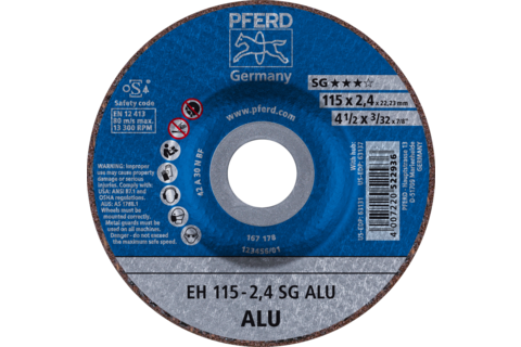 Ściernica tarczowa do cięcia EH 115 × 2,4 × 22,23 mm odgięta linia wydajna SG ALU do aluminium