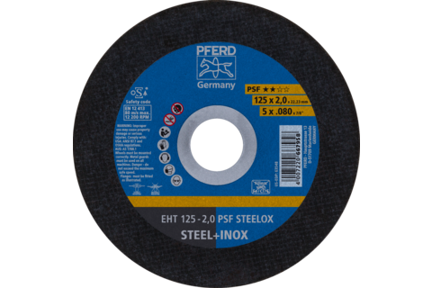 Ściernica tarczowa do cięcia EHT 125 × 2,0 × 22,23 mm prosta linia uniwersalna PSF STEELOX do stali/stali szlachetnej