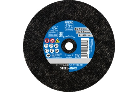 Mała ściernica do przecinania EHT 76 × 0,8 × 6 mm prosta linia wydajna SG STEELOX do stali/stali nierdzewnej