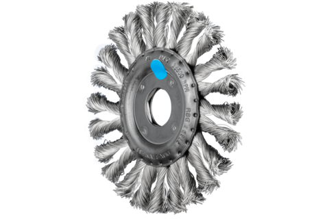 Szczotka tarczowa pleciona COMBITWIST RBG Ø125 × 12 × 22,2 mm, drut ze stali nierdzewnej Ø0,35 mm do szlifierki kątowej