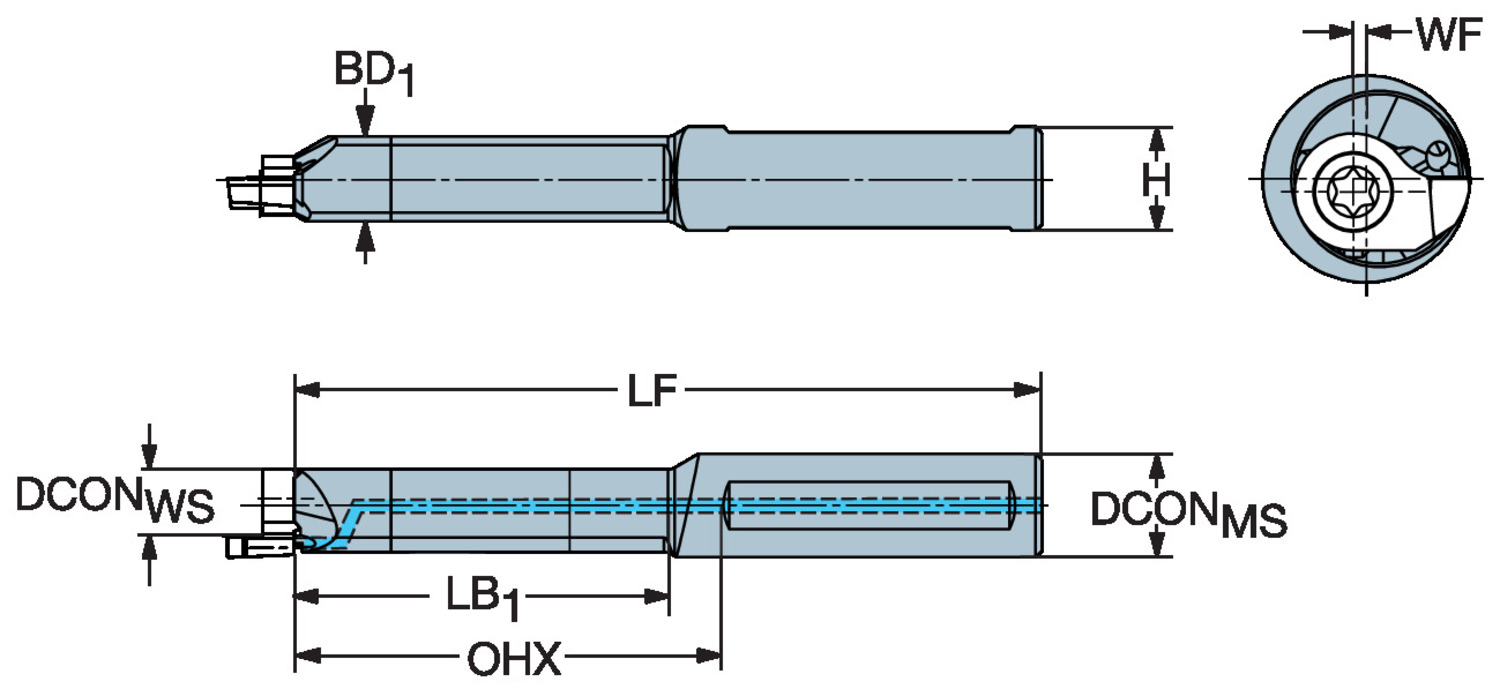 Adapter z chwytu cylindrycznego ze spłaszczeniem na złącze CoroCut® MB MB-E12-34-09