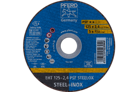 Ściernica tarczowa do cięcia EHT 125 × 2,4 × 22,23 mm prosta linia uniwersalna PSF STEELOX do stali/stali szlachetnej