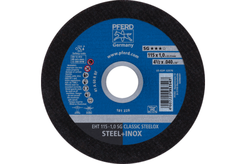 Ściernica tarczowa do cięcia EHT 115 × 1,0 × 22,23 mm prosta linia wydajna SG CLASSIC STEELOX do stali/stali szlachetnej