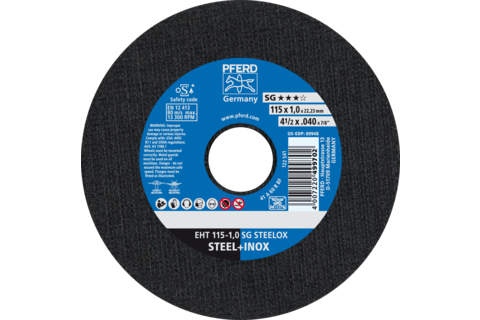 Ściernica tarczowa do cięcia EHT 115 × 1,0 × 22,23 mm prosta linia wydajna SG STEELOX do stali/stali szlachetnej