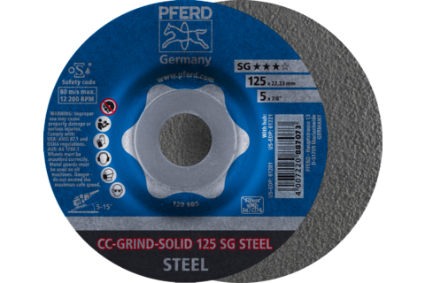 Ściernica tarczowa CC-GRIND-SOLID 125 × 22,23 mm COARSE linia wydajna SG STEEL do stali