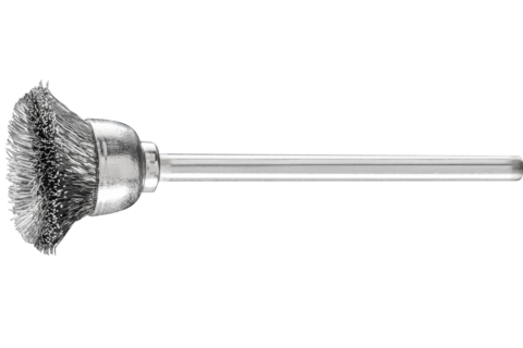 Miniaturowa szczotka garnkowa TBU Ø15 mm trzpień Ø2,34 mm drut ze stali nierdzewnej Ø0,10