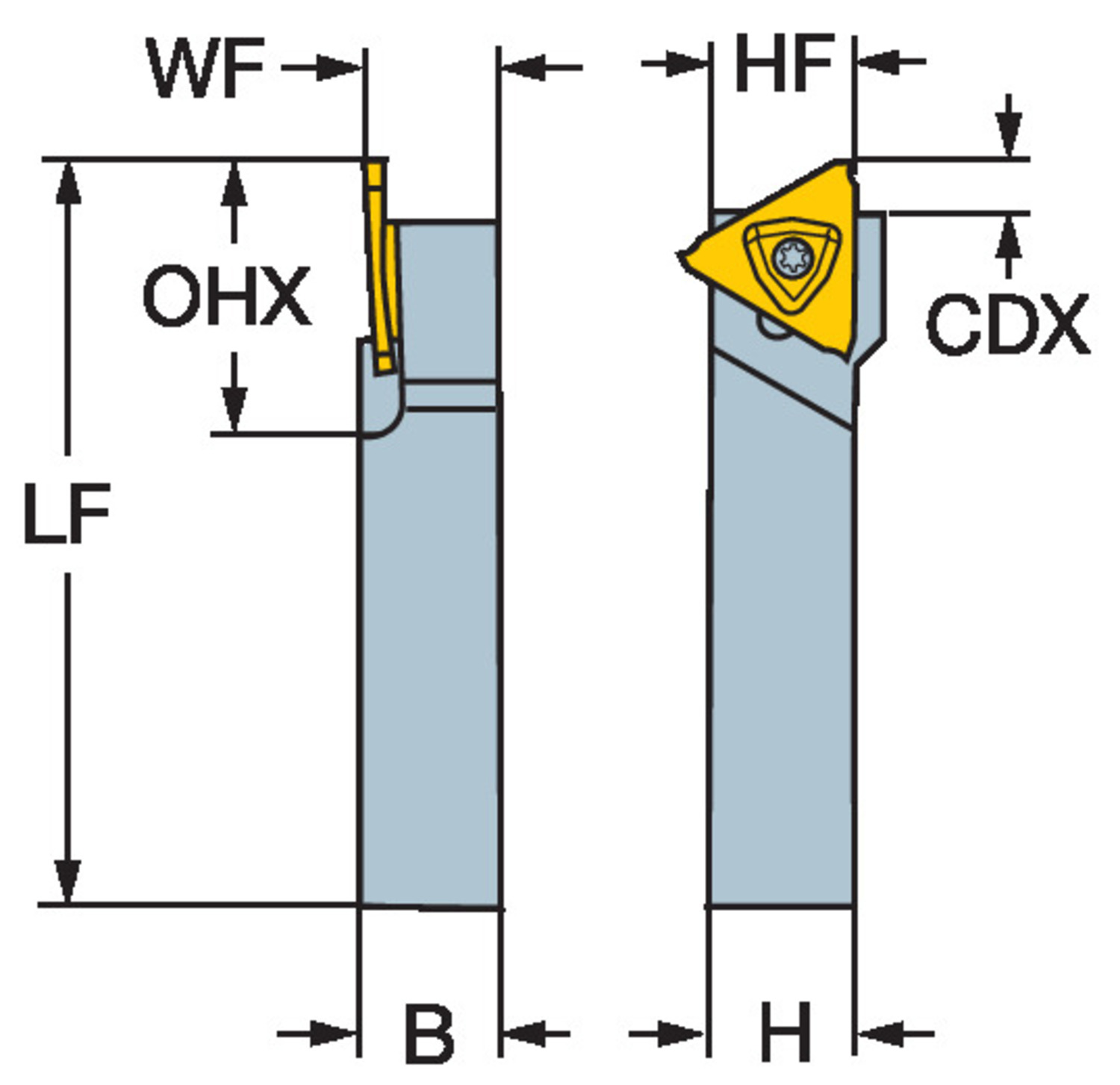 CoroCut® 3, oprawka z chwytem tradycyjnym do przecinania i toczenia rowków RF123T06-1616BM