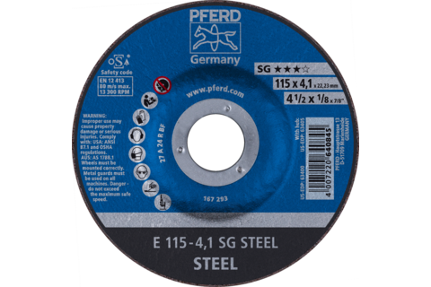 Ściernica tarczowa do zdzierania E 115 × 4,1 × 22,23 mm linia wydajna SG STEEL do stali