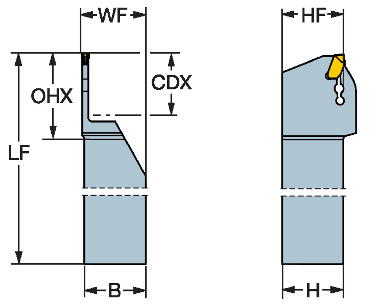 CoroCut® QD, oprawka z chwytem tradycyjnym do przecinania i toczenia rowków QD-RFG1000-16A