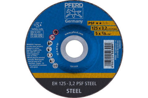 Ściernica tarczowa do cięcia EH 125 × 3,2 × 22,23 mm odgięta linia uniwersalna PSF STEEL do stali