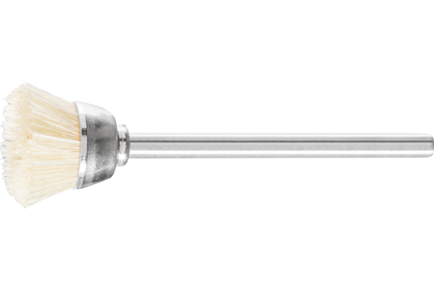 Miniaturowa szczotka garnkowa TBU Ø18 mm trzpień Ø3 mm biała szczecina