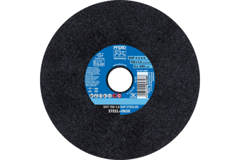 Ściernica tarczowa do cięcia EHT 150 × 1,6 × 22,23 mm prosta linia specjalna SGP STEELOX do stali/stali szlachetnej