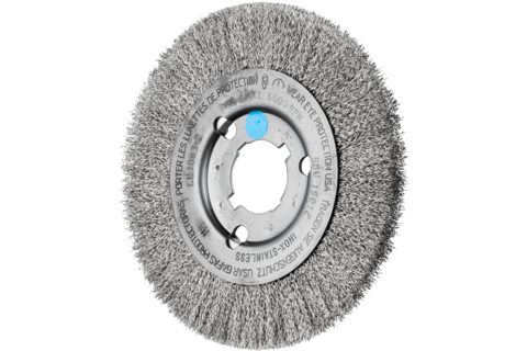 Szczotka tarczowa wąska niepleciona RBU Ø150 × 12xvariable otwór, drut ze stali nierdzewnej Ø0,30