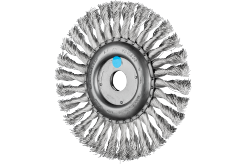 Szczotka tarczowa pleciona RBG Ø178 × 13 × 22,2 mm, drut ze stali nierdzewnej Ø0,35 mm do szlifierki kątowej