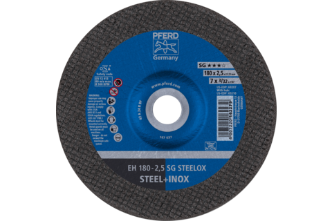 Ściernica tarczowa do cięcia EH 180 × 2,5 × 22,23 mm odgięta linia wydajna SG STEELOX do stali/stali szlachetnej