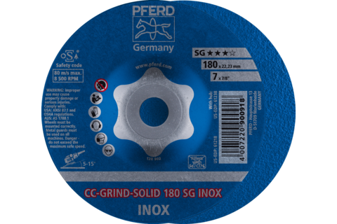 Ściernica tarczowa CC-GRIND-SOLID 180 × 22,23 mm COARSE linia wydajna SG INOX do stali szlachetnej
