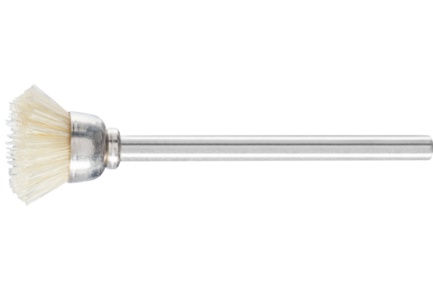 Miniaturowa szczotka garnkowa TBU Ø15 mm trzpień Ø3 mm biała szczecina