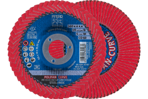 Ściernica listkowa POLIFAN CURVE PFR 125 × 22,23 mm szerokość M CO60 SGP STEELOX do stali/stali nierdzewnej