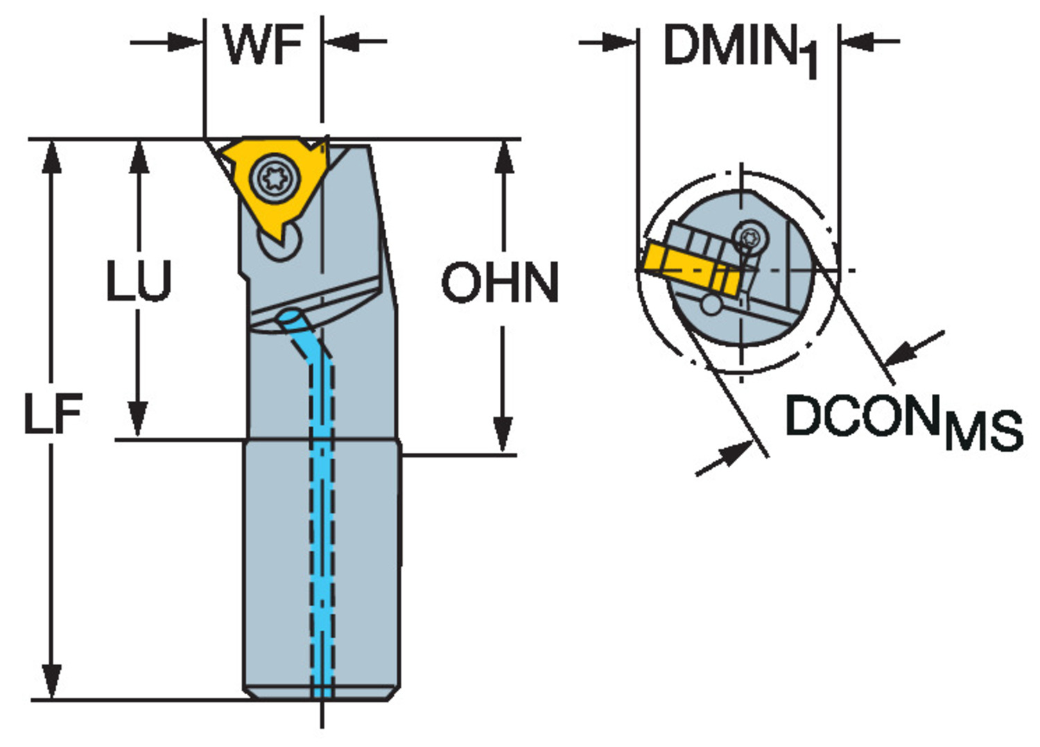 T-Max® U-Lock, węglikowy wytaczak do toczenia gwintów L166.0KF-D08C-2C