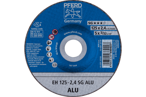 Ściernica tarczowa do cięcia EH 125 × 2,4 × 22,23 mm odgięta linia wydajna SG ALU do aluminium