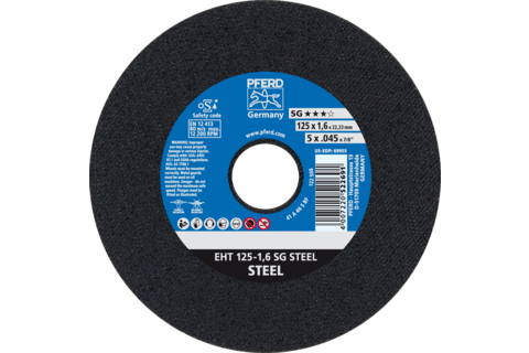Ściernica tarczowa do cięcia EHT 125 × 1,6 × 22,23 mm prosta linia wydajna SG STEEL do stali