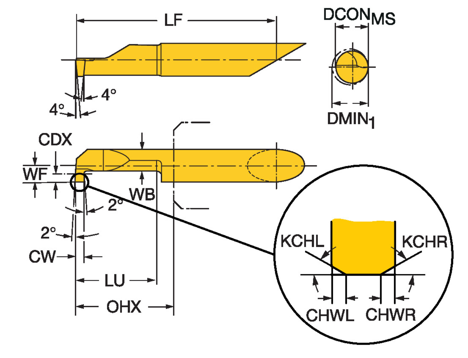 CoroTurn® XS, węglikowy wytaczak do rowków CXS-04G050-2009L    1025