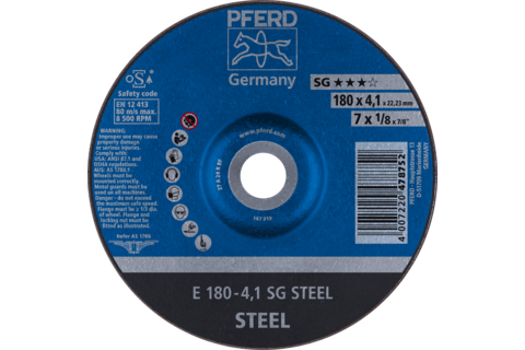 Ściernica tarczowa do zdzierania E 180 × 4,1 × 22,23 mm linia wydajna SG STEEL do stali