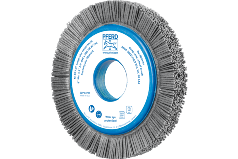 Szczotka kompozytowa tarczowe RBUP Ø200 × 25 × 50,8 mm włókno SiC do otworu Ø1,14 mm, ziarno 80, stacjonarne