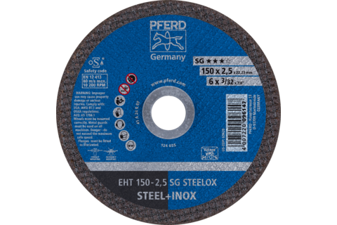 Ściernica tarczowa do cięcia EHT 150 × 2,5 × 22,23 mm prosta linia wydajna SG STEELOX do stali/stali szlachetnej