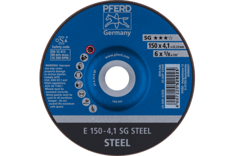 Ściernica tarczowa do zdzierania E 150 × 4,1 × 22,23 mm linia wydajna SG STEEL do stali