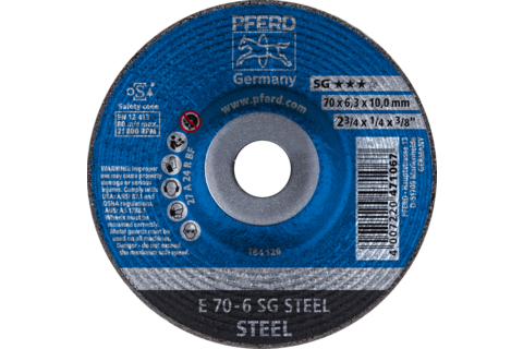 Ściernica tarczowa do zdzierania E 70 × 6,3 × 10 mm linia wydajna SG STEEL do stali