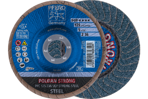Ściernica listkowa POLIFAN STRONG PFC 125 × 22,23 mm stożkowa Z36 linia specjalna SGP STEEL do stali