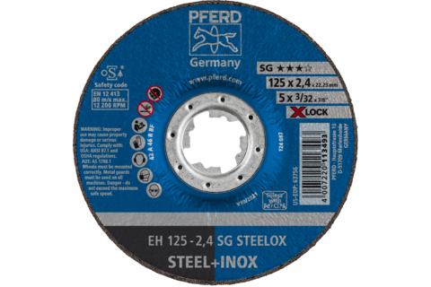 Ściernica tarczowa do cięcia EH 125 × 2,4 mm X-LOCK odgięta linia wydajna SG STEELOX do stali/stali szlachetnej