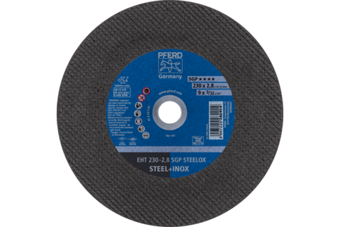 Ściernica tarczowa do cięcia EHT 230 × 2,8 × 22,23 mm prosta linia specjalna SGP STEELOX do stali/stali szlachetnej