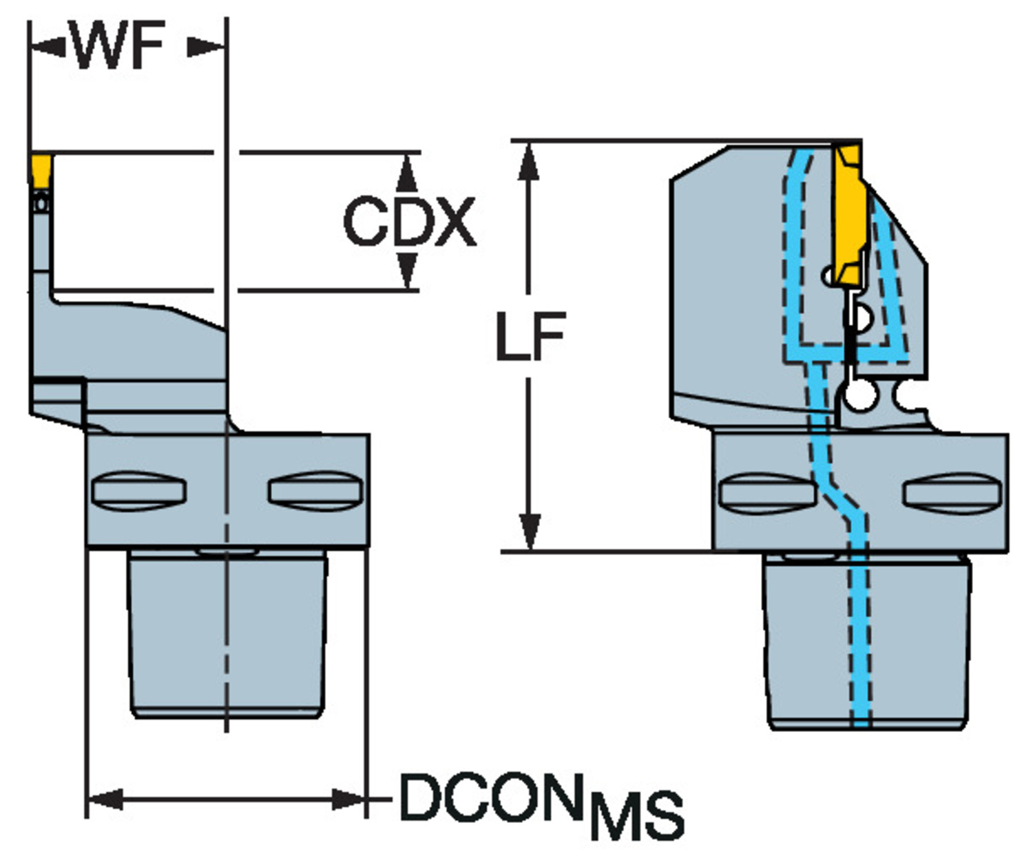 CoroCut® 1-2, oprawka do przecinania i toczenia rowków C6-LF123H20C45065E