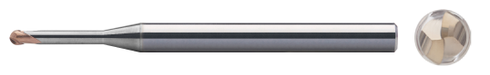 Frez kulowy VHM DM70 A5S TiSiN Z2 ⌀0.5x0.35x R0.25