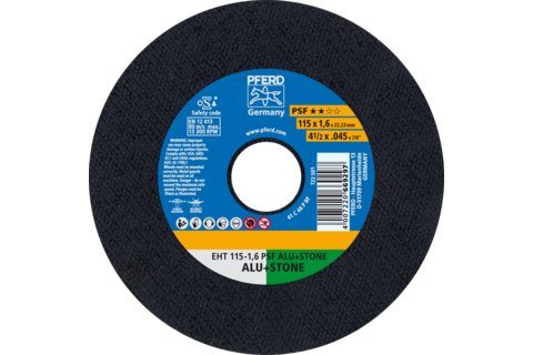 Ściernica tarczowa do cięcia EHT 115 × 1,6 × 22,23 mm prosta linia uniwersalna PSF ALU+STONE do aluminium/metali nieżelaznych/ka