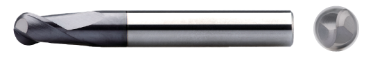 Frez kulowy VHM BN 45 931 AlTiN Z2 ⌀1.5x3x60 R0.75