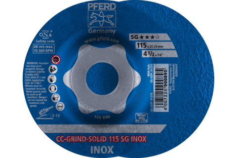 Ściernica tarczowa CC-GRIND-SOLID 115 × 22,23 mm COARSE linia wydajna SG INOX do stali szlachetnej